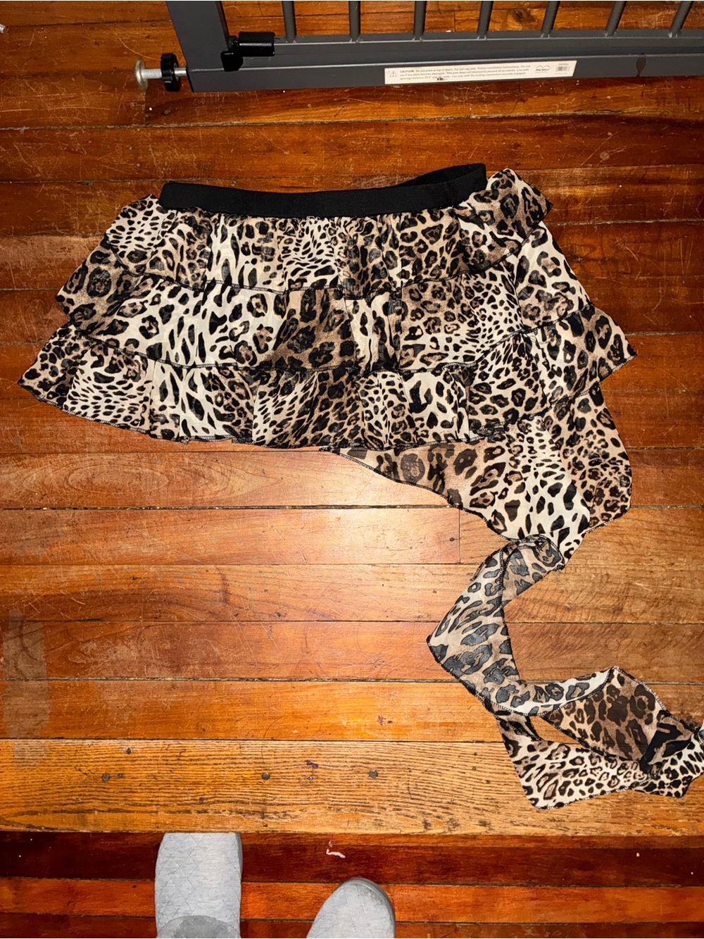 SHEIN Brown & Black Leopard Asymmetrical Ruffle Mini Skirt
